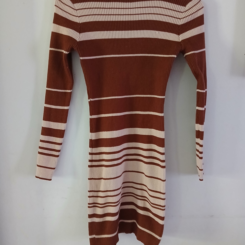 Striped Brown and Cream Knit Dress